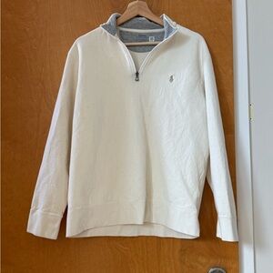 Polo by Ralph Lauren Men’s Cream Half-Zip Pullover with Grey Trim